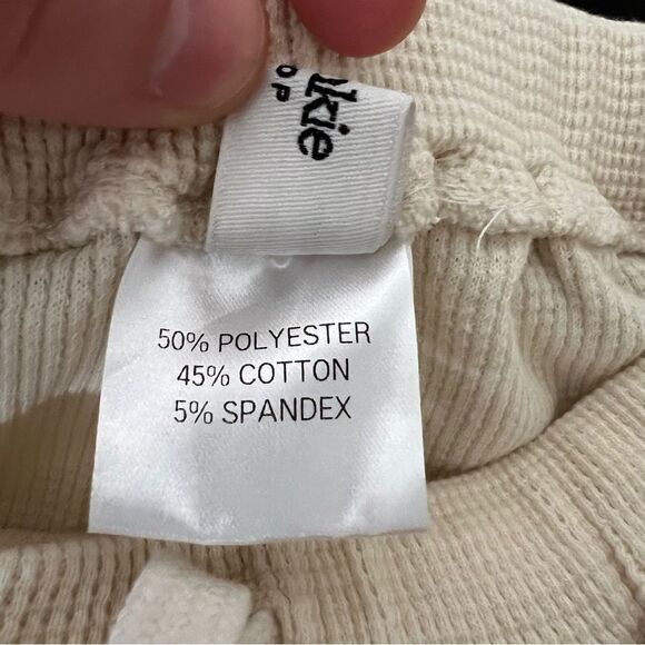 Frankie Shop Jogger Pants Small Bone Waffle Knit Elastic Waist Pockets Relaxed - Picture 11 of 15